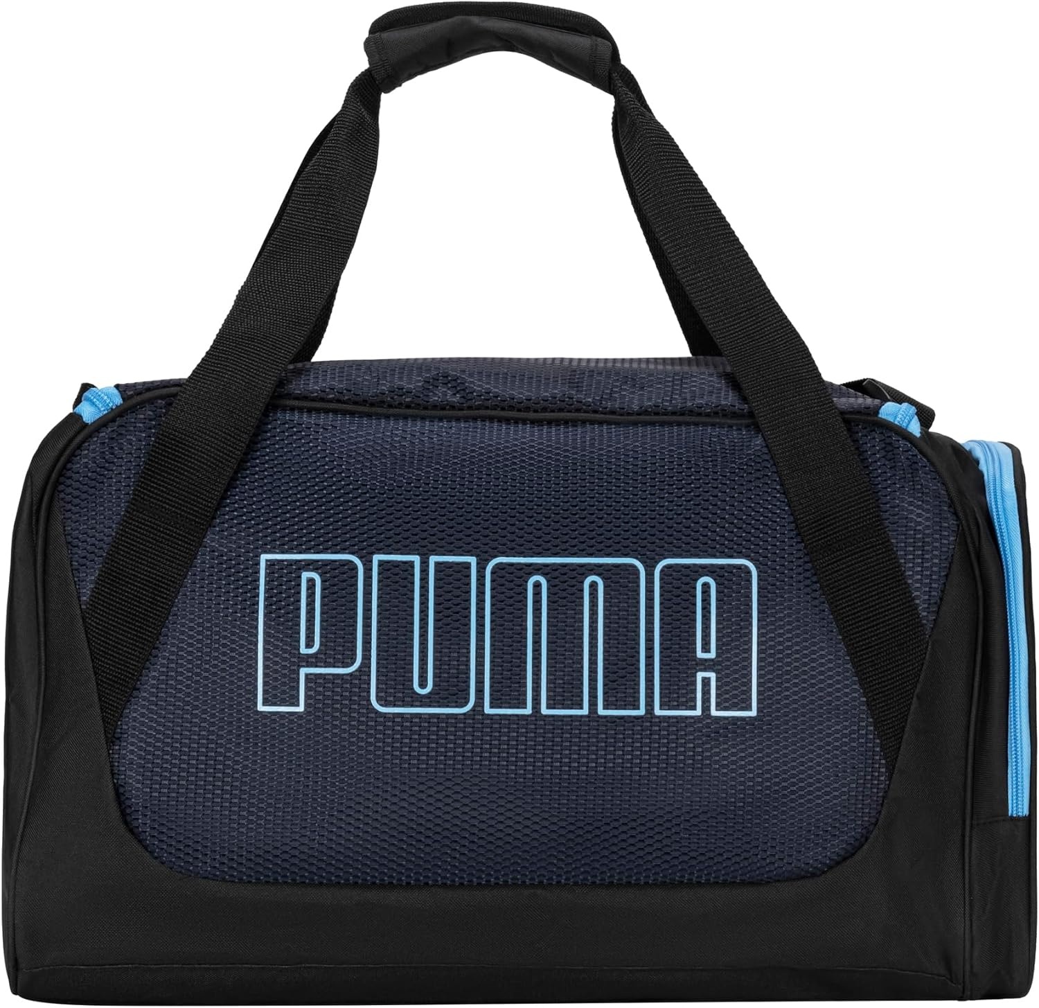 image:imagePUMA Form Factor Duffel with Adjustable Strap Padded Bottom amp Zip Pockets Black Heather One SizeNew NavyLight BlueBlack