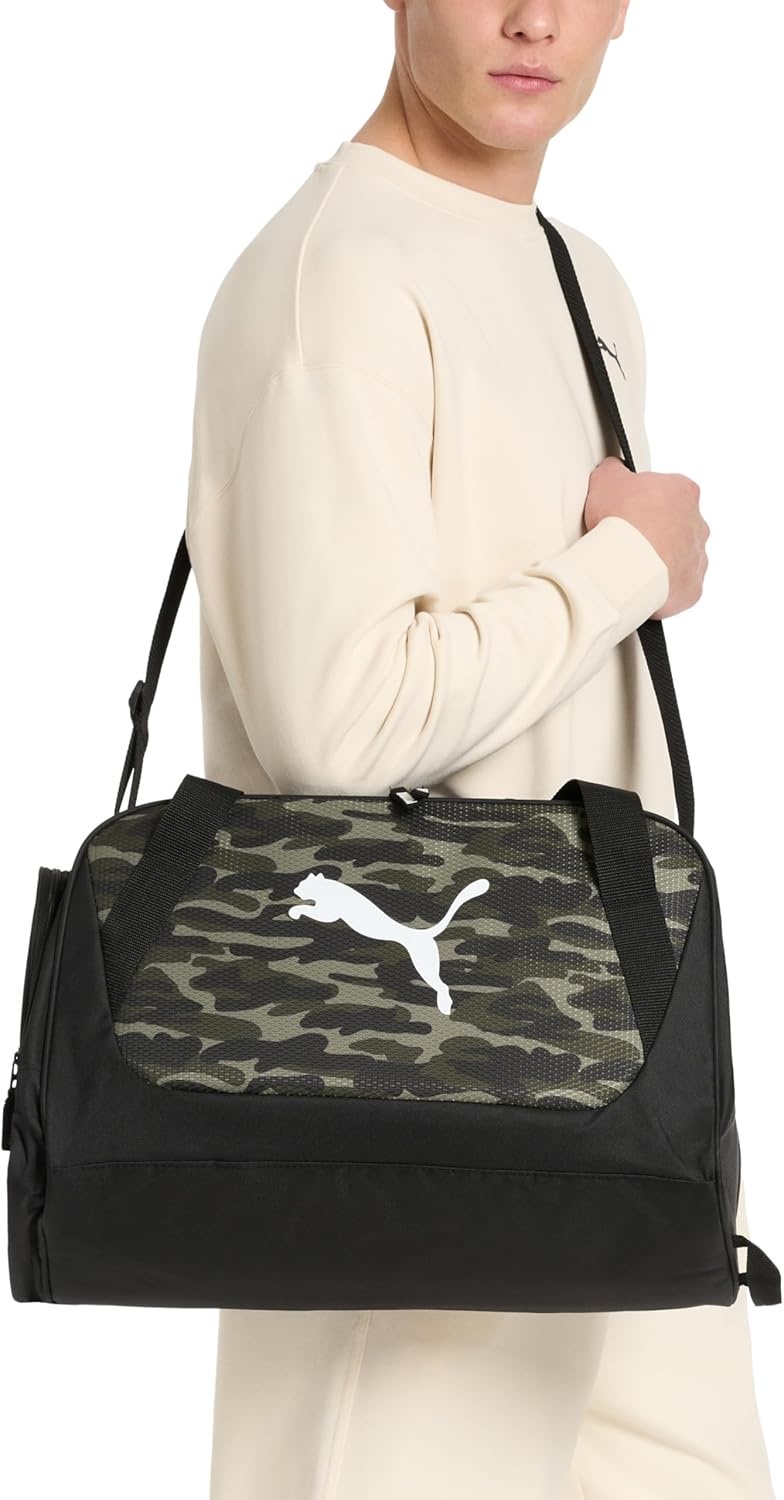 image:imagePUMA Form Factor Duffel with Adjustable Strap Padded Bottom amp Zip Pockets Black Heather One SizeNew NavyVibrant Blue