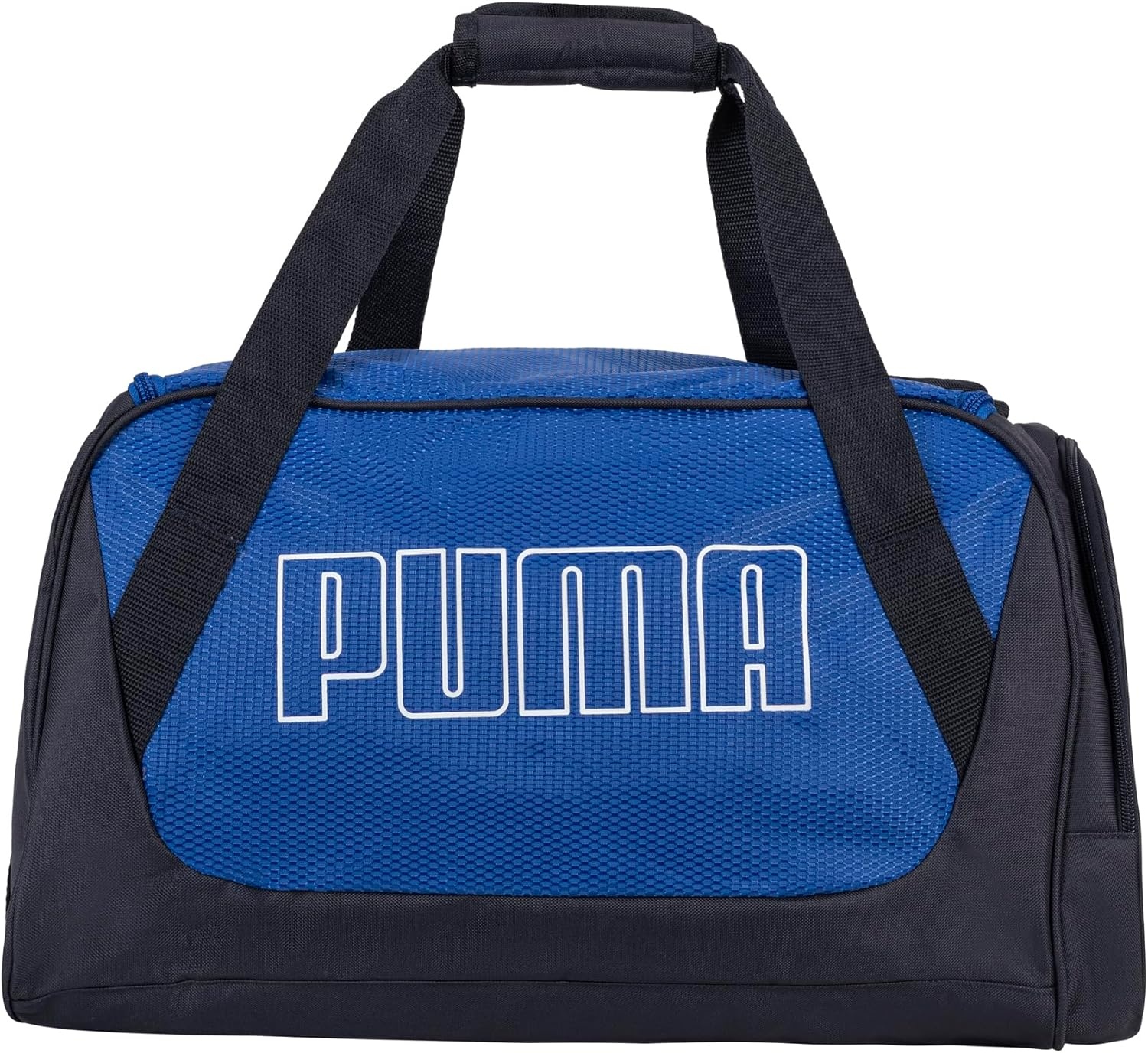 image:imagePUMA Form Factor Duffel with Adjustable Strap Padded Bottom amp Zip Pockets Black Heather One SizeNew NavyVibrant Blue