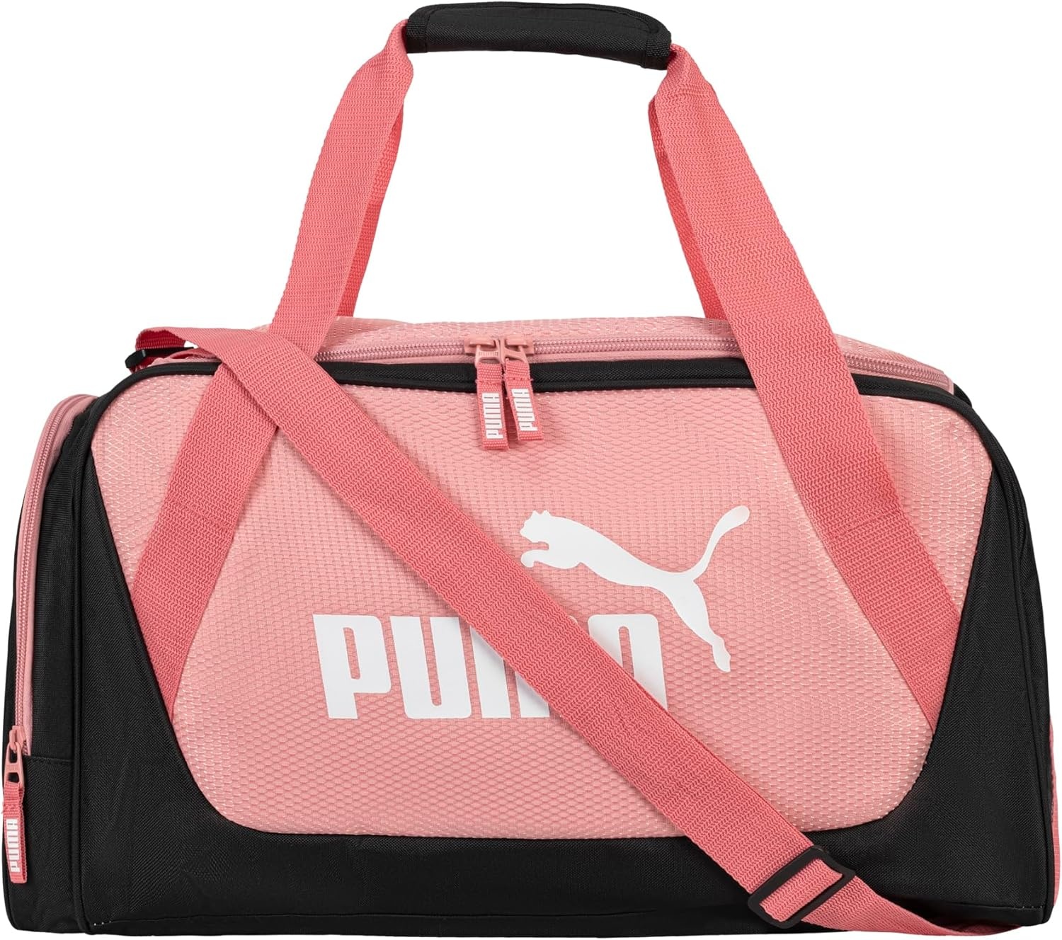 image:imagePUMA Form Factor Duffel with Adjustable Strap Padded Bottom amp Zip Pockets Black Heather One SizeRosy OutlookWild Pink