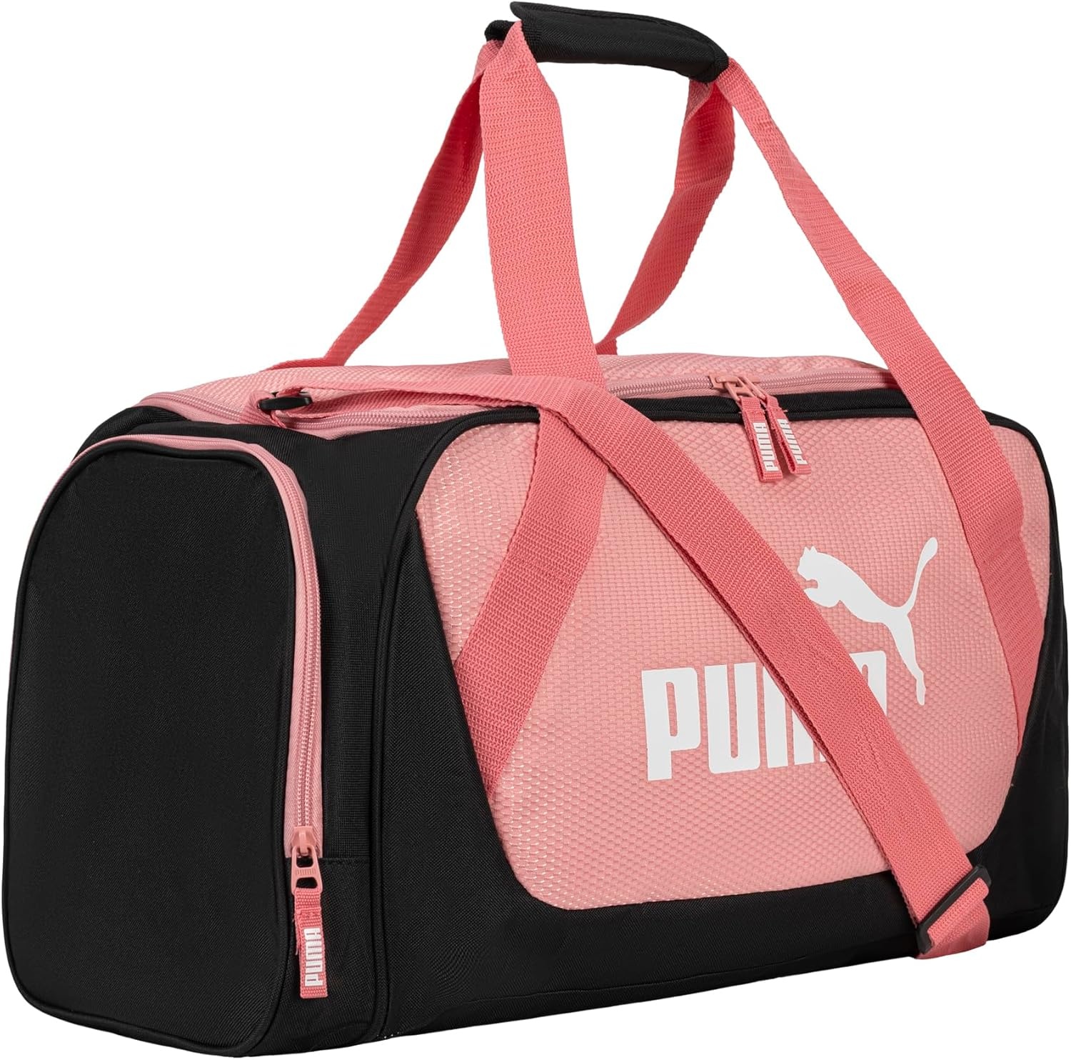 image:imagePUMA Form Factor Duffel with Adjustable Strap Padded Bottom amp Zip Pockets Black Heather One SizeRosy OutlookWild Pink