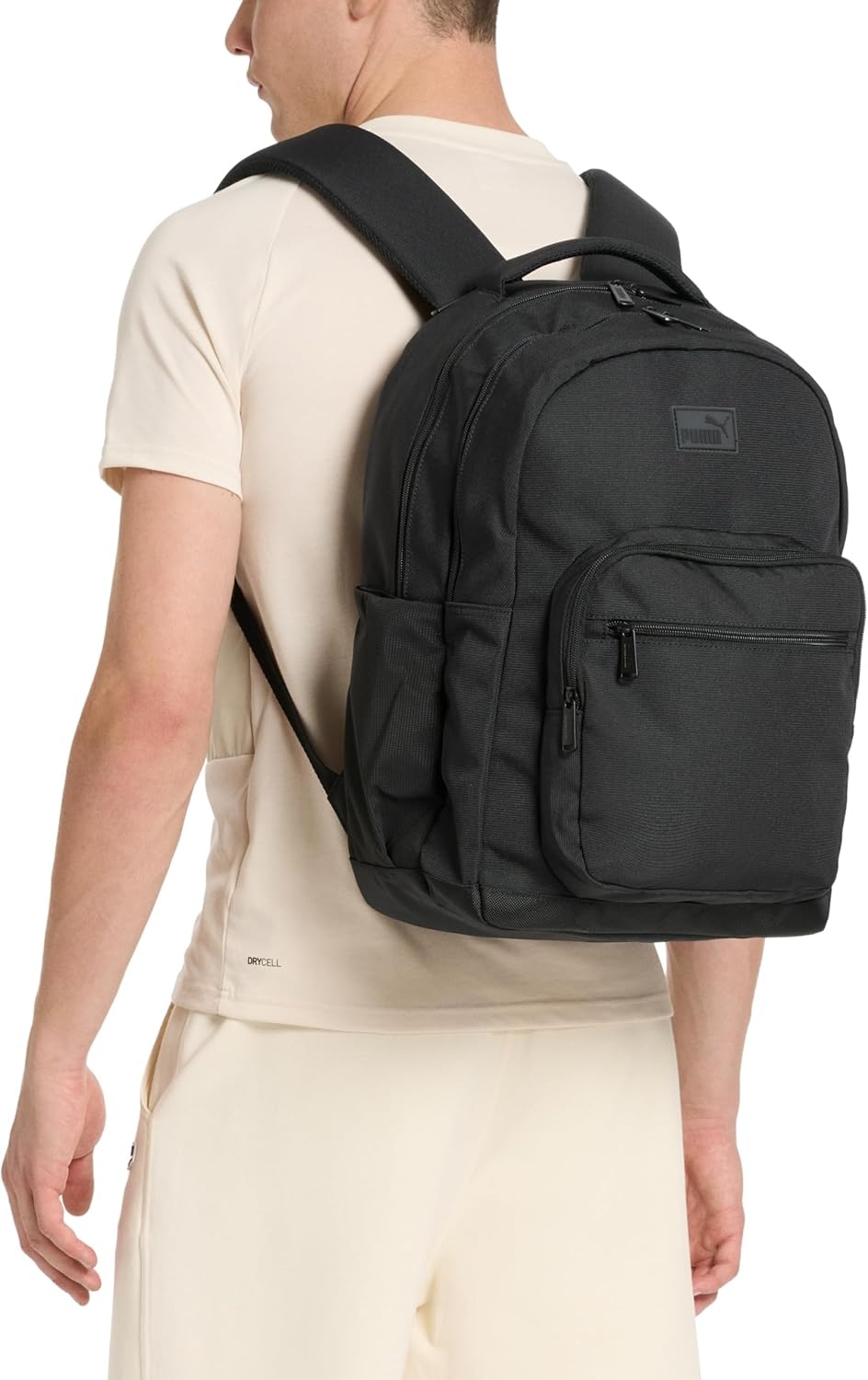 image:imagePUMA Prose Backpack with Padded Adjustable Straps Laptop Sleeve amp Water Bottle Pockets BlackSilver One SizeBlackSilver