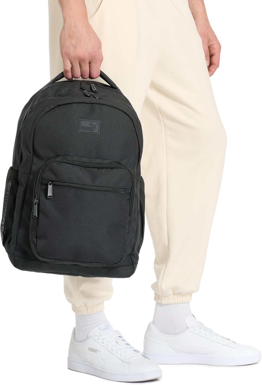 image:imagePUMA Prose Backpack with Padded Adjustable Straps Laptop Sleeve amp Water Bottle Pockets BlackSilver One SizeCast Iron