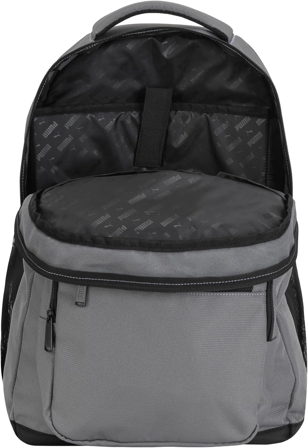 image:imagePUMA Prose Backpack with Padded Adjustable Straps Laptop Sleeve amp Water Bottle Pockets BlackSilver One SizeCast Iron