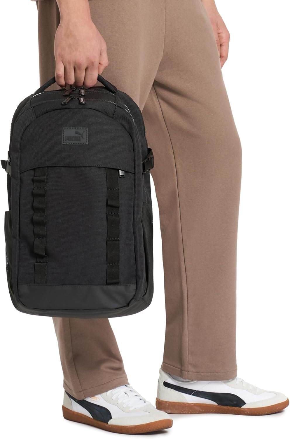 image:imagePUMA Range Backpack with Padded Straps Laptop Sleeve amp Luggage Strap Black One SizeBlack