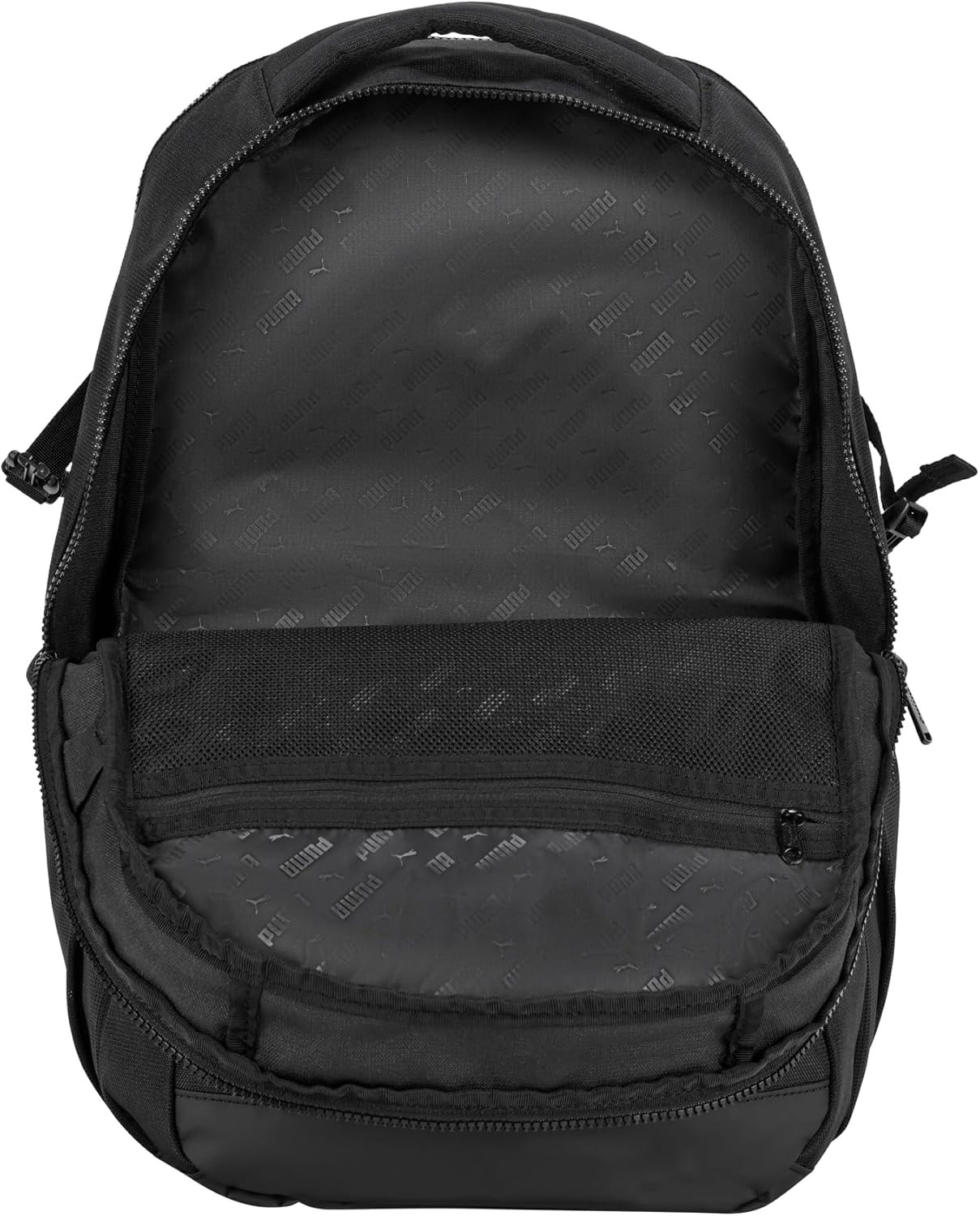 image:imagePUMA Range Backpack with Padded Straps Laptop Sleeve amp Luggage Strap Black One SizeBlack