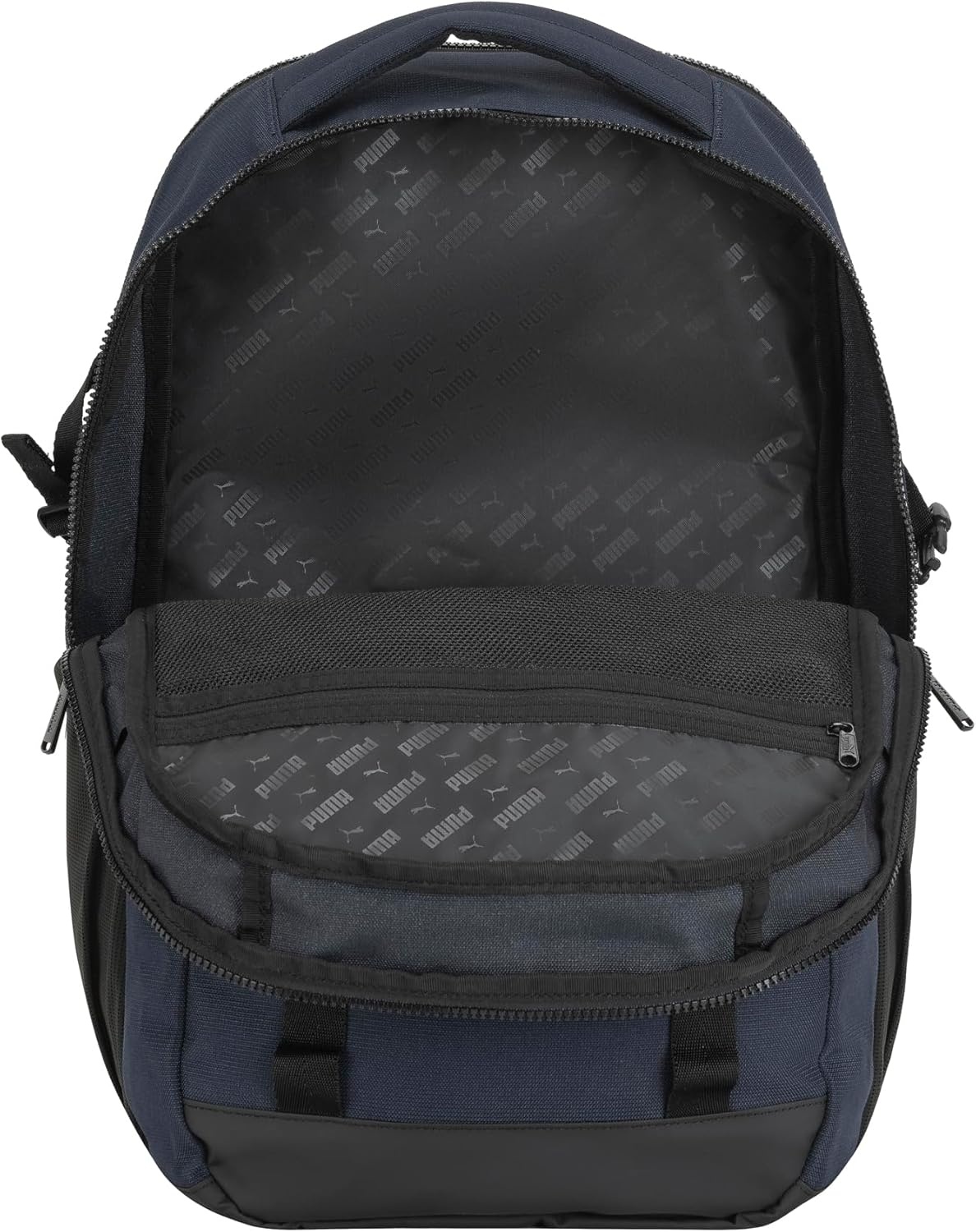 image:imagePUMA Range Backpack with Padded Straps Laptop Sleeve amp Luggage Strap Black One SizeNew Navy
