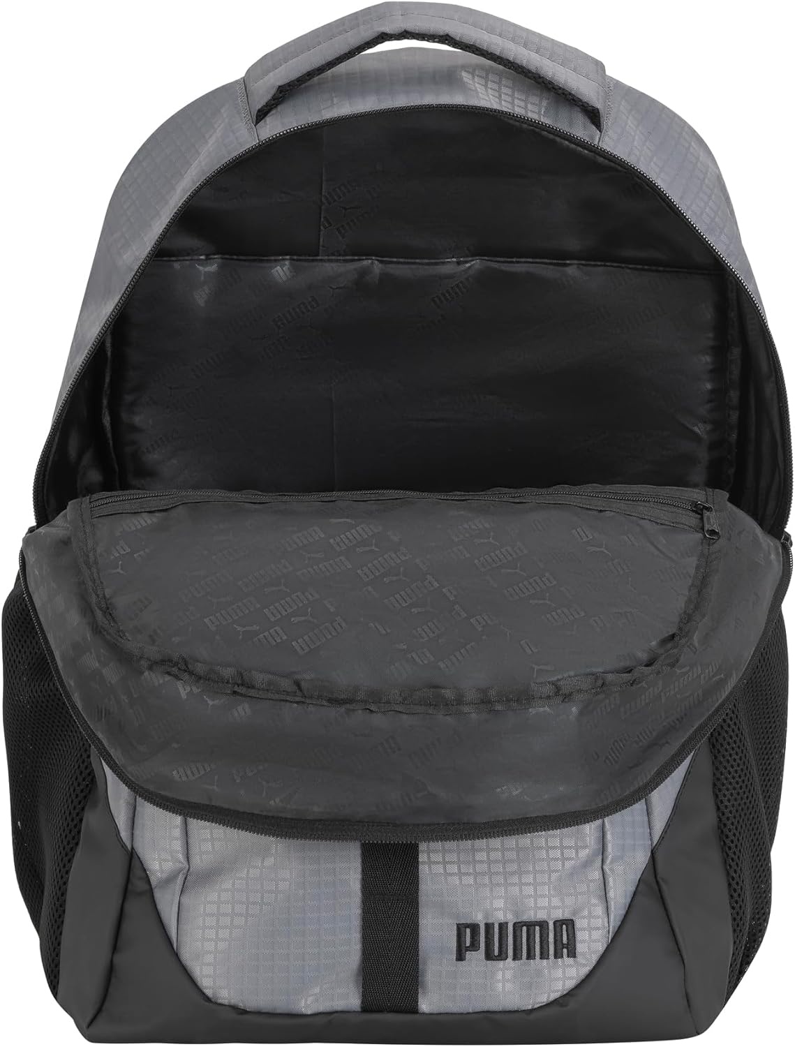 image:imagePUMA Strategy Ripstop Backpack with Padded Adjustable Straps Laptop Sleeve amp Water Bottle Pockets BlackWhite One SizeCast Iron