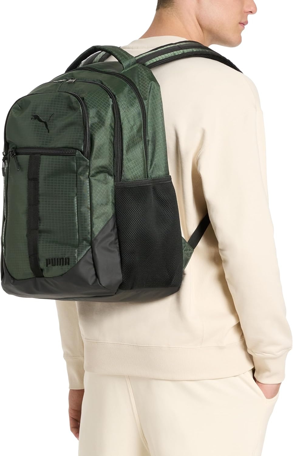 image:imagePUMA Strategy Ripstop Backpack with Padded Adjustable Straps Laptop Sleeve amp Water Bottle Pockets BlackWhite One SizeSycamore
