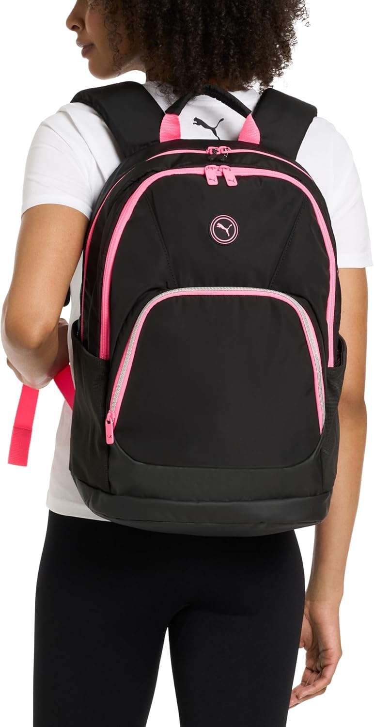 image:imagePUMA Womens Juniper Backpack with Luggage Strap Laptop Sleeve amp Padded Adjustable Straps BlackSunstruck Pink One SizeAlpine Snow