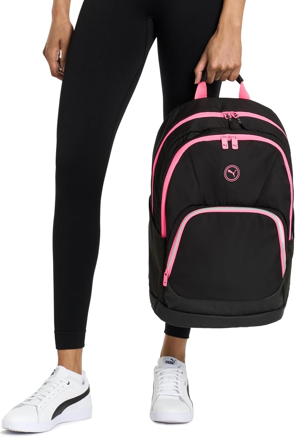 image:imagePUMA Womens Juniper Backpack with Luggage Strap Laptop Sleeve amp Padded Adjustable Straps BlackSunstruck Pink One SizeBlackSunstruck Pink