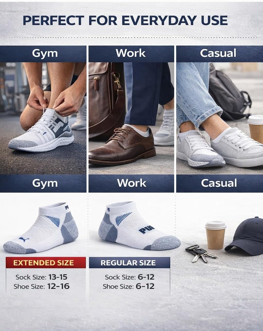 image:imagePUMA mens Low Cut Socks 8packWhite