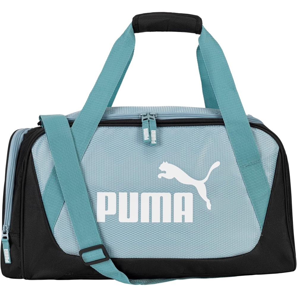 image:imagePUMA Form Factor Duffel with Adjustable Strap Padded Bottom amp Zip Pockets Black Heather One SizeSea FoamBaltic Sea Blue
