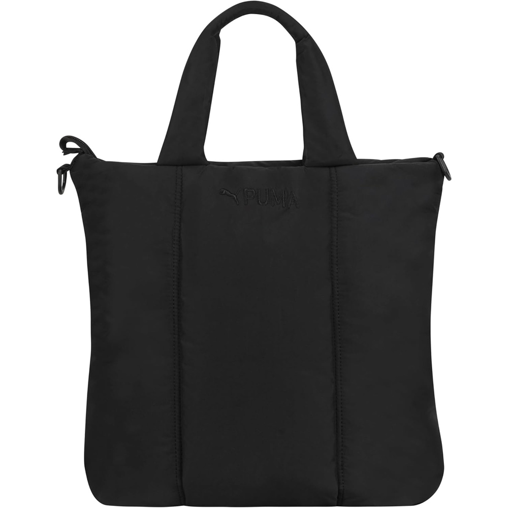 image:imagePUMA Womens Large Puffer Tote in Memory Cloth with Removable Strap amp Zip PocketsBlack Traditional