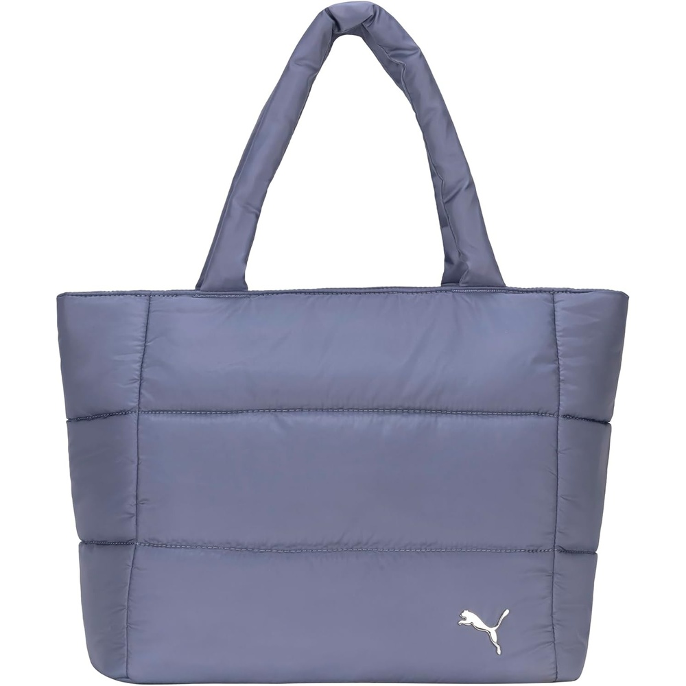 image:imagePUMA Womens Plush Soft Nylon Tote with Padded Straps Zip Closure amp Metal Logo PlaqueGrey Sky