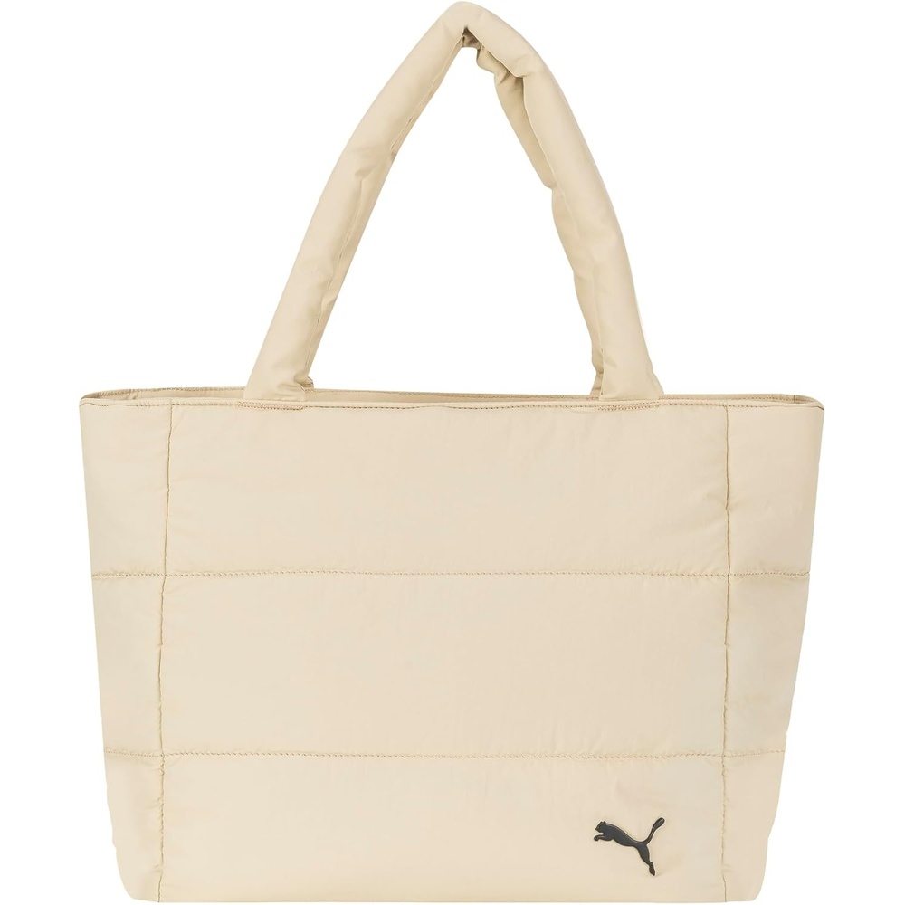 image:imagePUMA Womens Plush Soft Nylon Tote with Padded Straps Zip Closure amp Metal Logo PlaqueSand