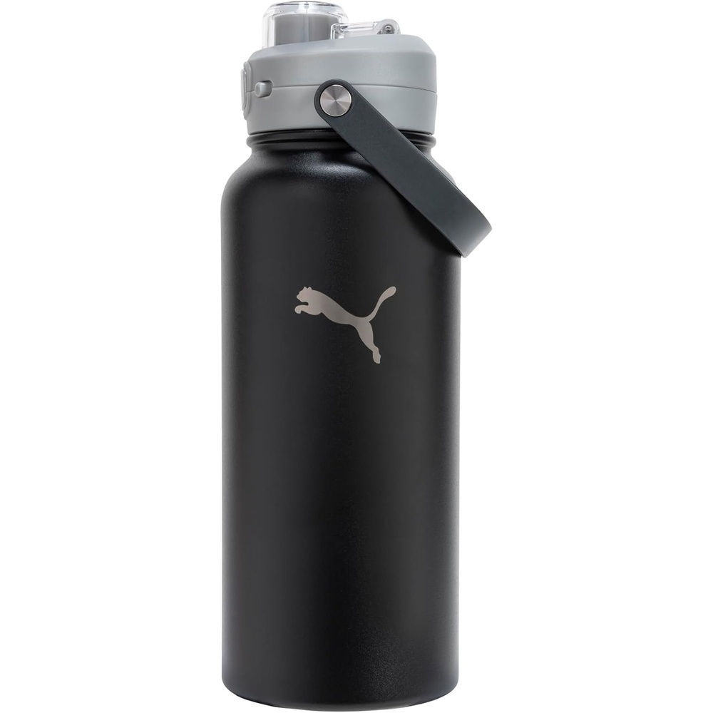 image:imagePUMA unisexadult 32oz Insulated Stainless Steel Water Bottle With Carry HandleBlackGrey