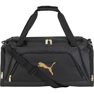 PUMA Accelerator Duffel Bag, Black Traditional, OS(New Gold/Black)