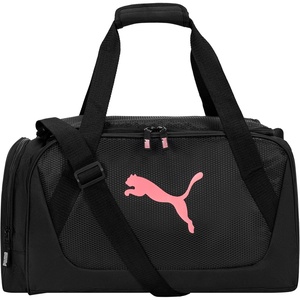 PUMA Form Factor Duffel with Adjustable Strap, Padded Bottom & Zip Pockets, Black Heather, One Size(Black/Magic Rose)