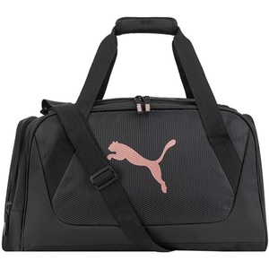 PUMA Form Factor Duffel with Adjustable Strap, Padded Bottom & Zip Pockets, Black Heather, One Size(Black/Pink)