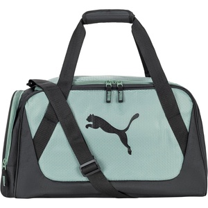PUMA Form Factor Duffel with Adjustable Strap, Padded Bottom & Zip Pockets, Black Heather, One Size(Green Moon/Black)