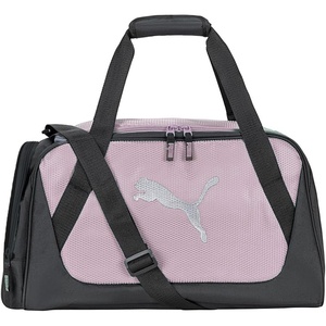 PUMA Form Factor Duffel with Adjustable Strap, Padded Bottom & Zip Pockets, Black Heather, One Size(Pink)