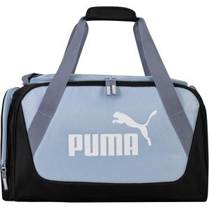 PUMA Form Factor Duffel with Adjustable Strap, Padded Bottom & Zip Pockets, Black Heather, One Size(Snow Mountain Blue/Grey Sky)