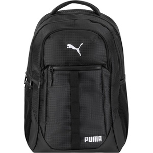 PUMA Strategy Ripstop Backpack with Padded Adjustable Straps, Laptop Sleeve & Water Bottle Pockets, Black/White, One Size(Black/White)