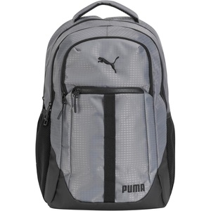 PUMA Strategy Ripstop Backpack with Padded Adjustable Straps, Laptop Sleeve & Water Bottle Pockets, Black/White, One Size(Cast Iron)