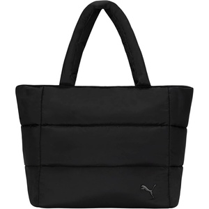 PUMA Women’s Plush Soft Nylon Tote with Padded Straps, Zip Closure & Metal Logo Plaque(Black)