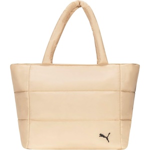 PUMA Women’s Plush Soft Nylon Tote with Padded Straps, Zip Closure & Metal Logo Plaque(Granola)