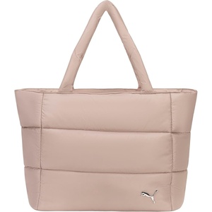 PUMA Women’s Plush Soft Nylon Tote with Padded Straps, Zip Closure & Metal Logo Plaque(Rose Latte)