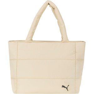 PUMA Women’s Plush Soft Nylon Tote with Padded Straps, Zip Closure & Metal Logo Plaque(Sand)