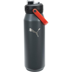 PUMA unisex-adult 32oz Insulated Stainless Steel Water Bottle With Carry Handle(Castlerock/High Risk Red)