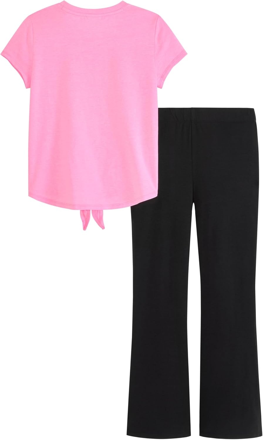 image:imagePUMA Girls Short Sleeve Tee amp Legging Set Logo Graphics CrewneckPink Delight
