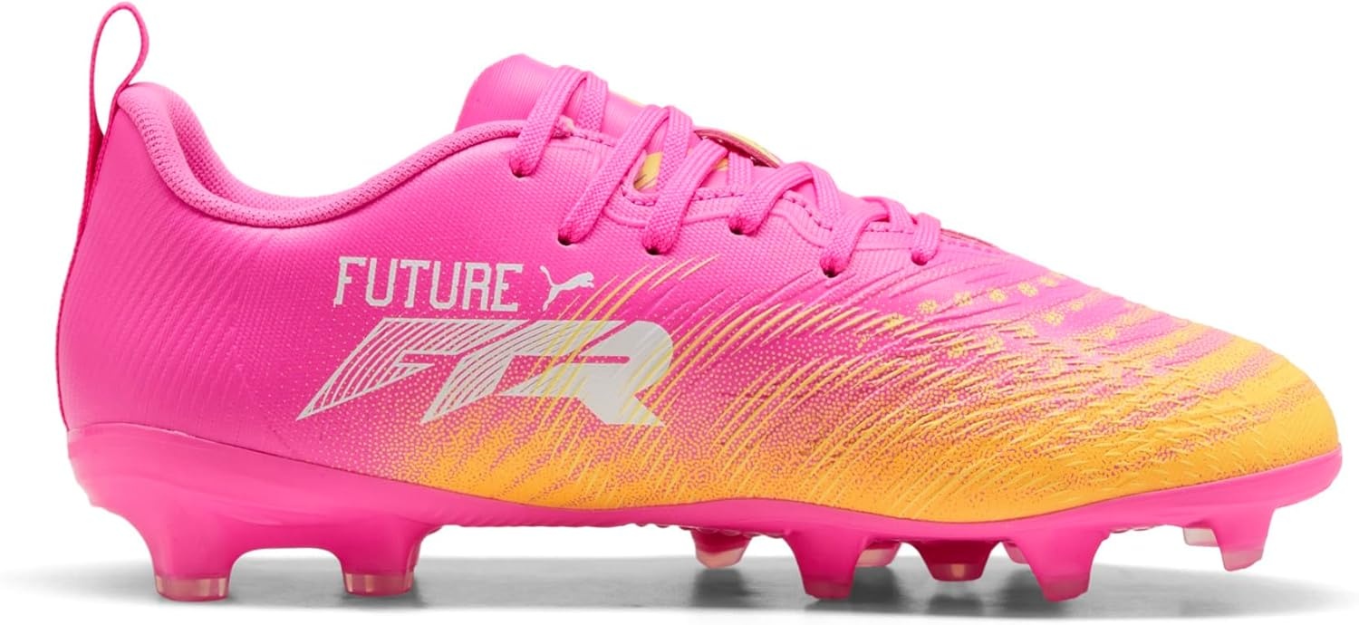 image:imagePUMA Kids Boys Future 9 Play FirmArtificial Ground Soccer Cleats RedPoison Pinksun Streambright Aquapuma White
