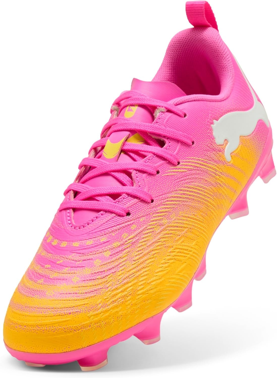image:imagePUMA Kids Boys Future 9 Play FirmArtificial Ground Soccer Cleats RedPoison Pinksun Streambright Aquapuma White