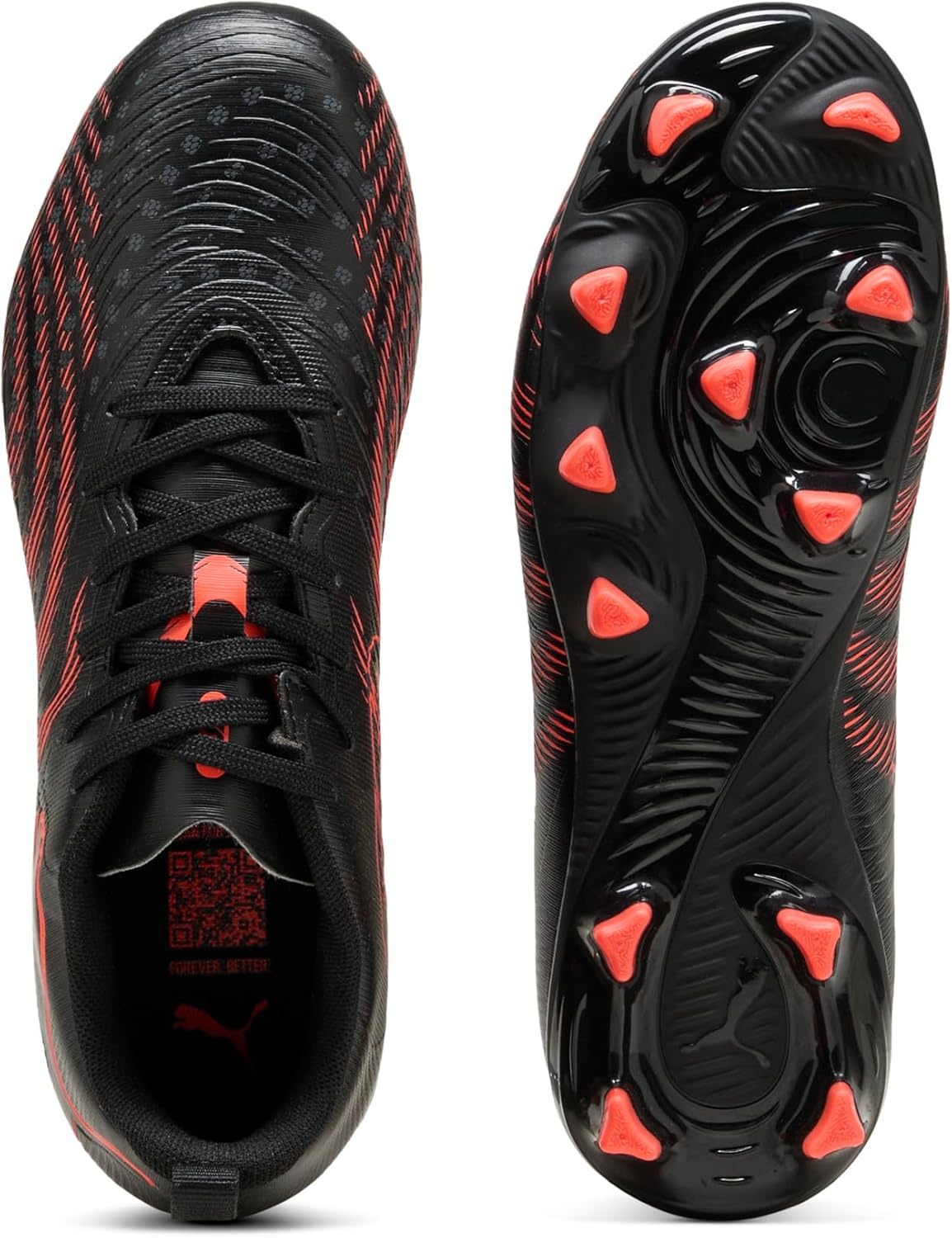 image:imagePUMA Kids Boys Future 9 Play FirmArtificial Ground Soccer Cleats RedPuma Blackglowing Redstrong Gray