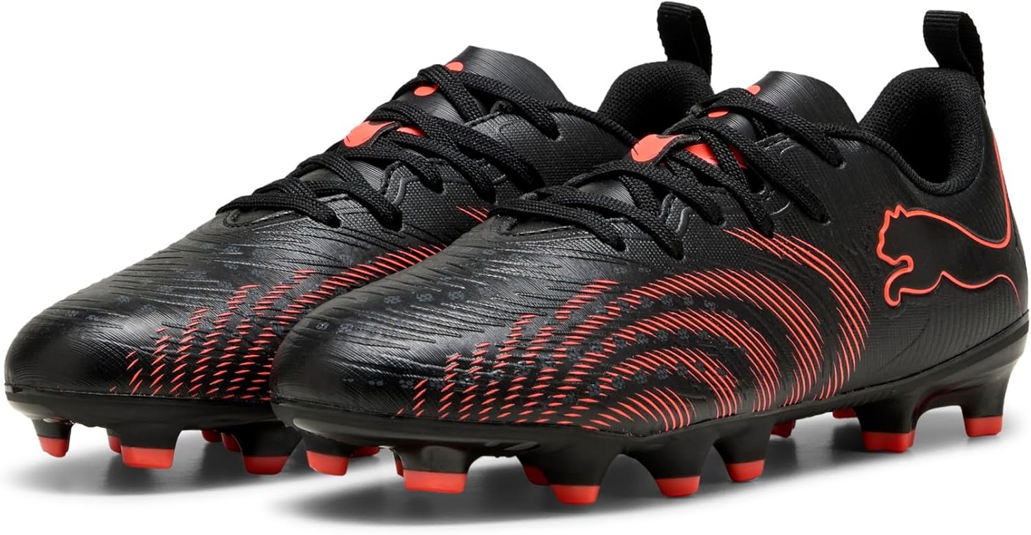 image:imagePUMA Kids Boys Future 9 Play FirmArtificial Ground Soccer Cleats RedPuma Blackglowing Redstrong Gray