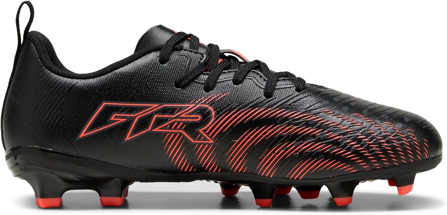 image:imagePUMA Kids Boys Future 9 Play FirmArtificial Ground Soccer Cleats RedPuma Blackglowing Redstrong Gray