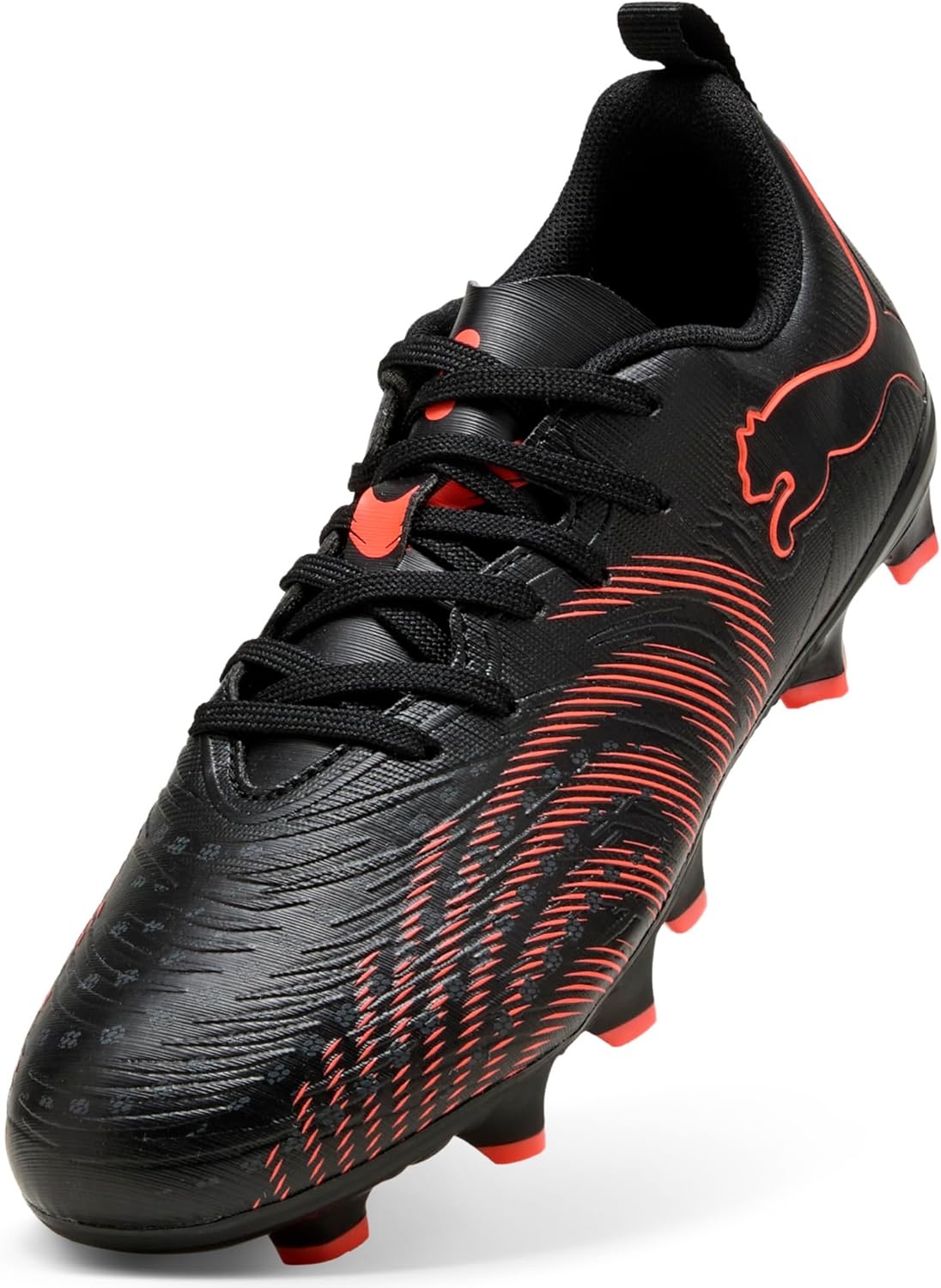 image:imagePUMA Kids Boys Future 9 Play FirmArtificial Ground Soccer Cleats RedPuma Blackglowing Redstrong Gray