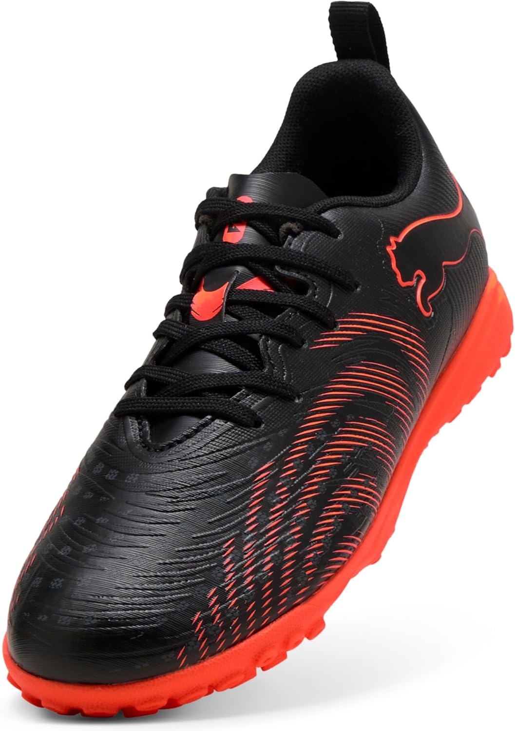 image:imagePUMA Kids Future 9 Play Turf Training Soccer Cleats Little KidBig KidPuma Blackglowing Redstrong Gray