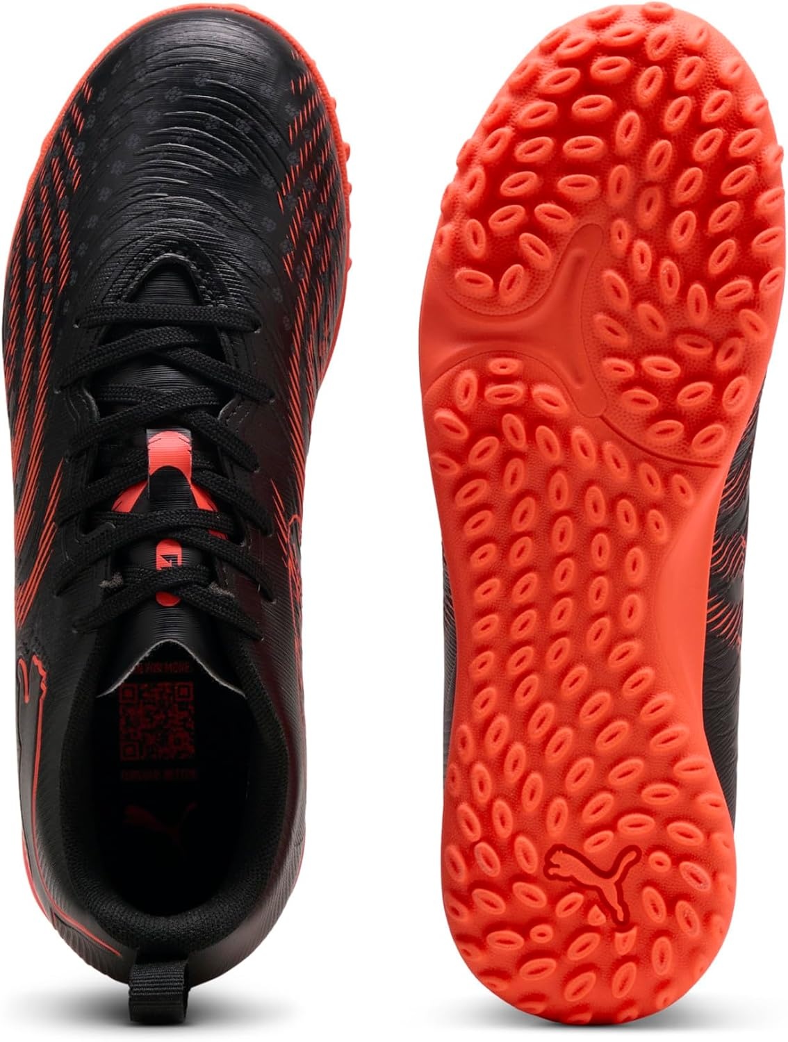 image:imagePUMA Kids Future 9 Play Turf Training Soccer Cleats Little KidBig KidPuma Blackglowing Redstrong Gray