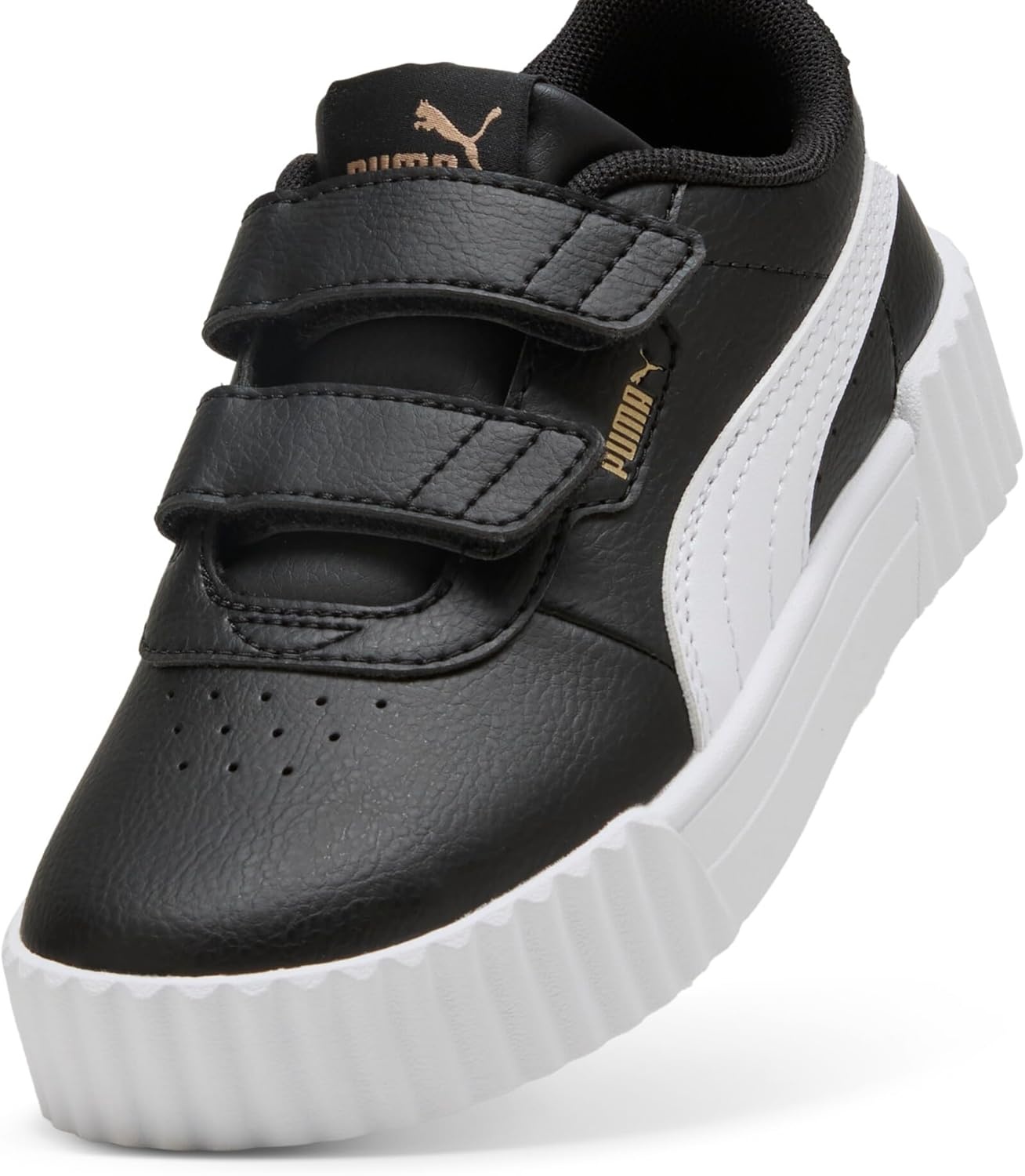 image:imagePUMA Kids Girls Carina 30 V Sneakers Shoes CasualBlackwhitegold Ah25