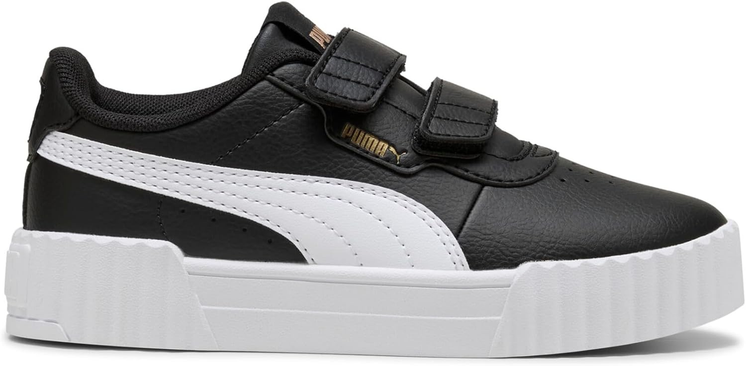image:imagePUMA Kids Girls Carina 30 V Sneakers Shoes CasualBlackwhitegold Ah25