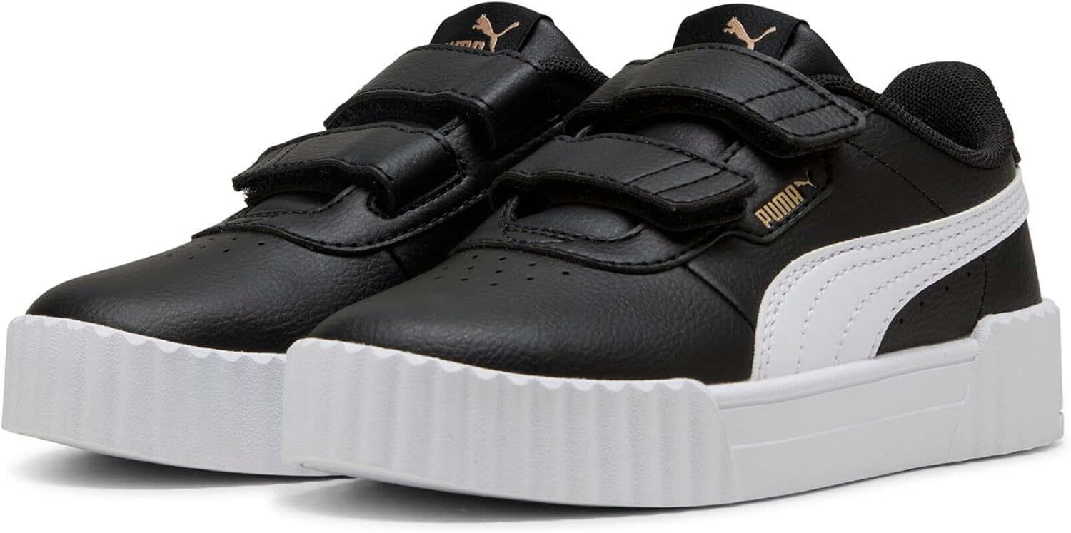 image:imagePUMA Kids Girls Carina 30 V Sneakers Shoes CasualBlackwhitegold Ah25