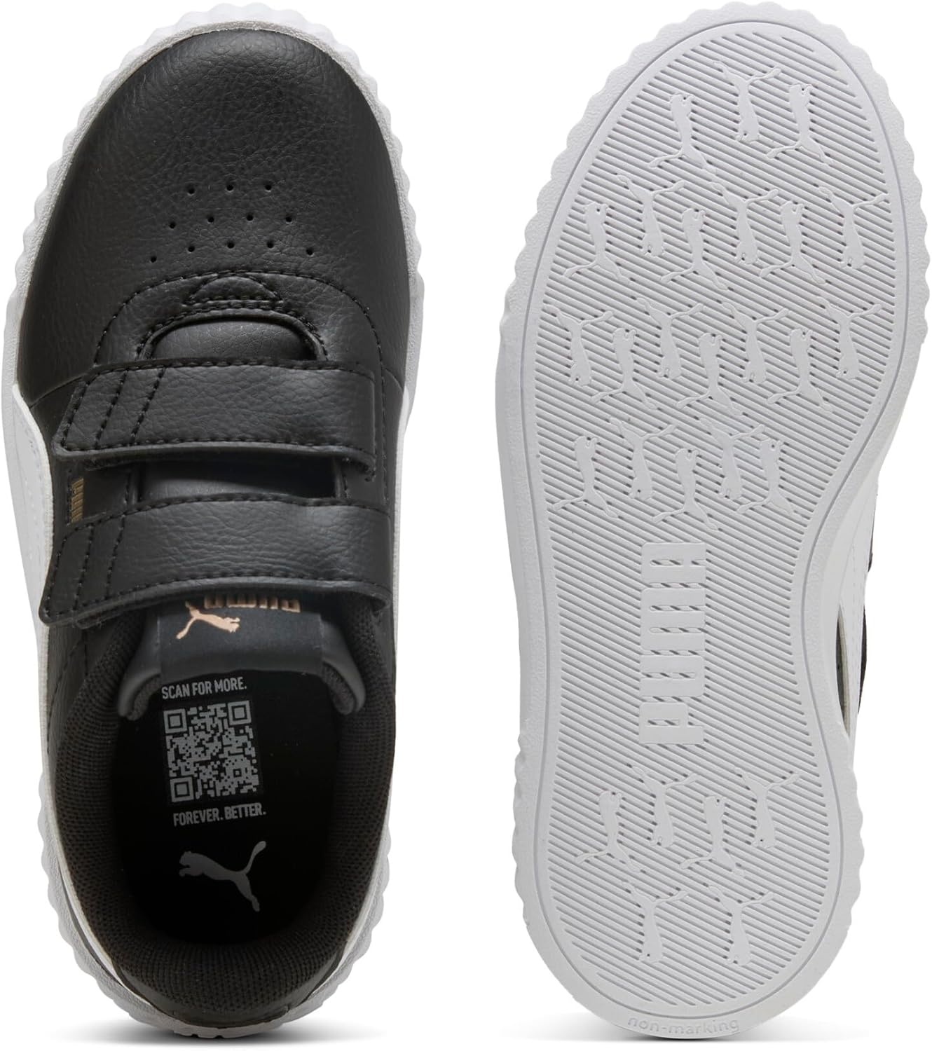 image:imagePUMA Kids Girls Carina 30 V Sneakers Shoes CasualBlackwhitegold Ah25