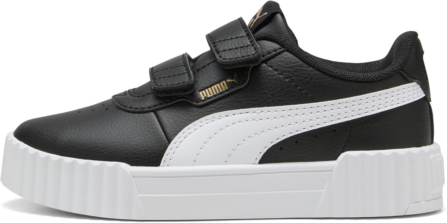 image:imagePUMA Kids Girls Carina 30 V Sneakers Shoes CasualBlackwhitegold Ah25