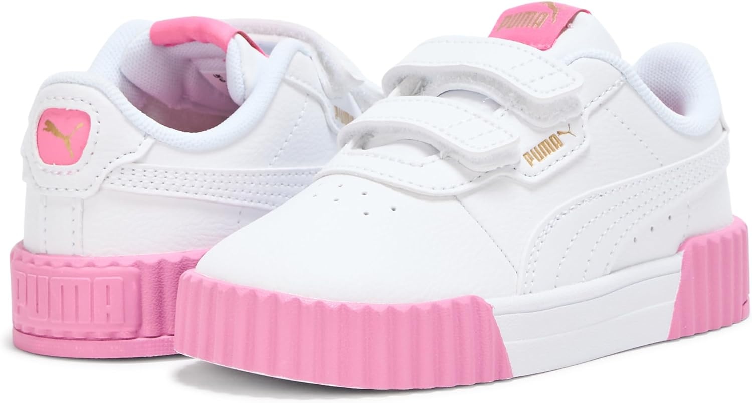 image:imagePUMA Kids Girls Carina 30 V Sneakers Shoes CasualWhitegoldposie Pink Ah25