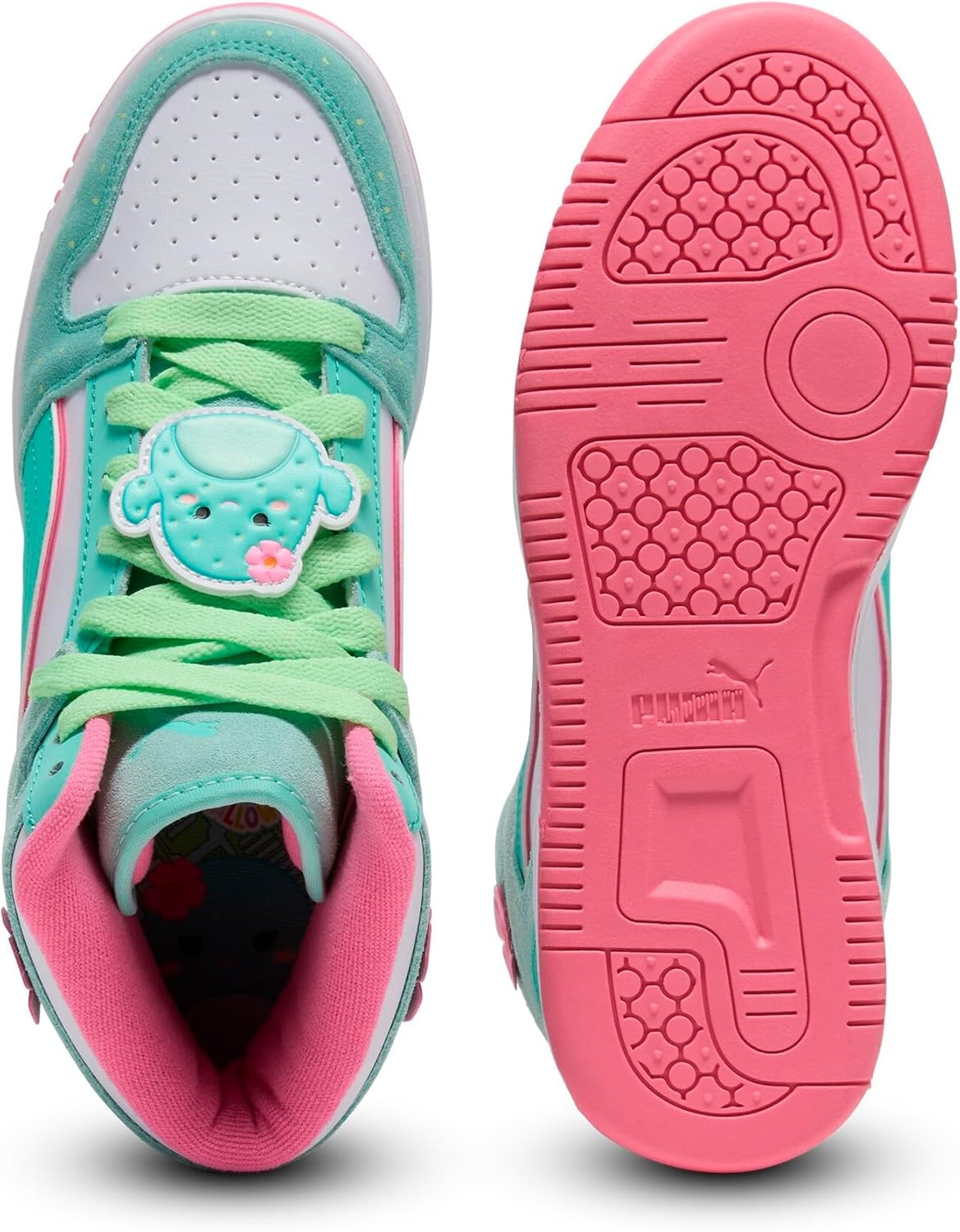 image:imagePUMA Kids Girls X Rebound Layup Graciela Mid Sneakers Shoes Casual GreenMintpuma Whitemint Melt